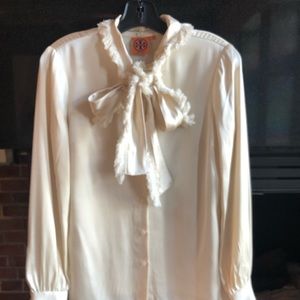 Tory Burch Silk Tie neck Blouse Ivory-Size 2